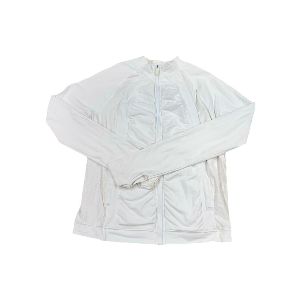 G/FORE Womens Full Zip Golf Jacket M White Performance Athleisure Ruched light
